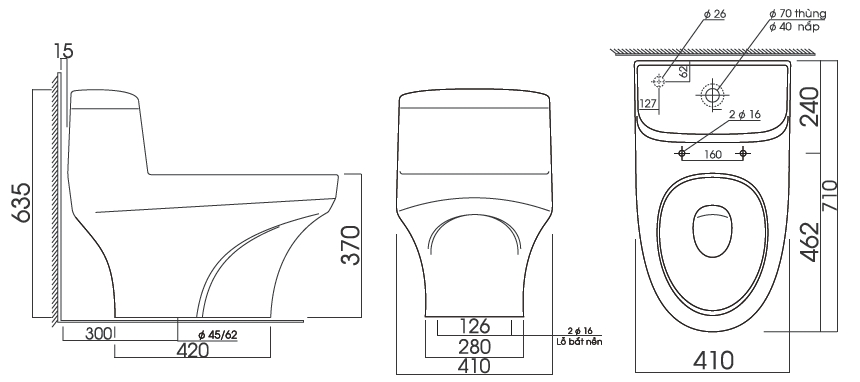 K&iacute;ch thước bồn cầu Thi&ecirc;n Thanh