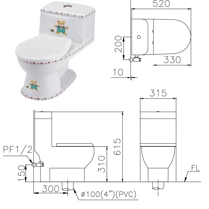 K&iacute;ch thước bồn cầu d&agrave;nh cho trẻ em